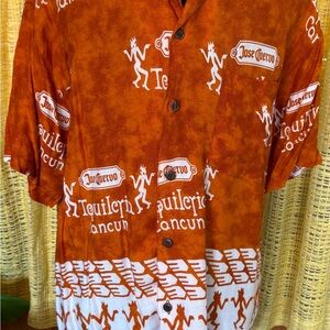 Y2K Jose Cuervo Ahola Orange Short-Sleeve Button-Up Shirt Large